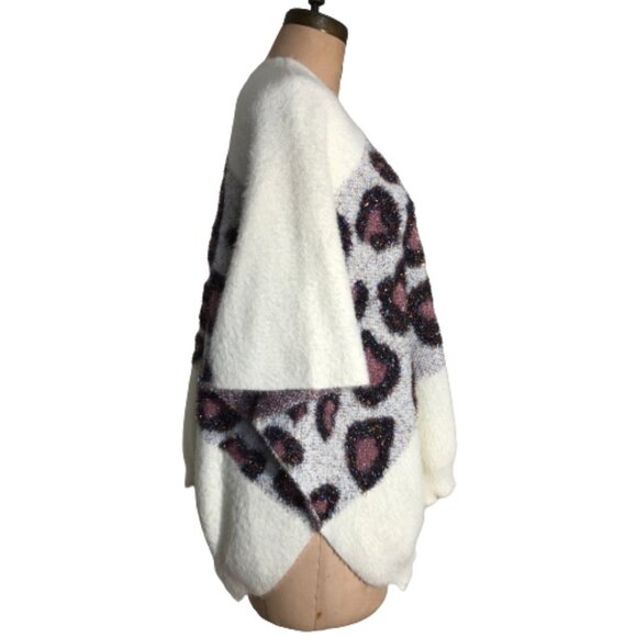 Anthropologie Kenzie Leopard Shimmer wrap open front  Sweater Cardigan. NWOT - Picture 6 of 16
